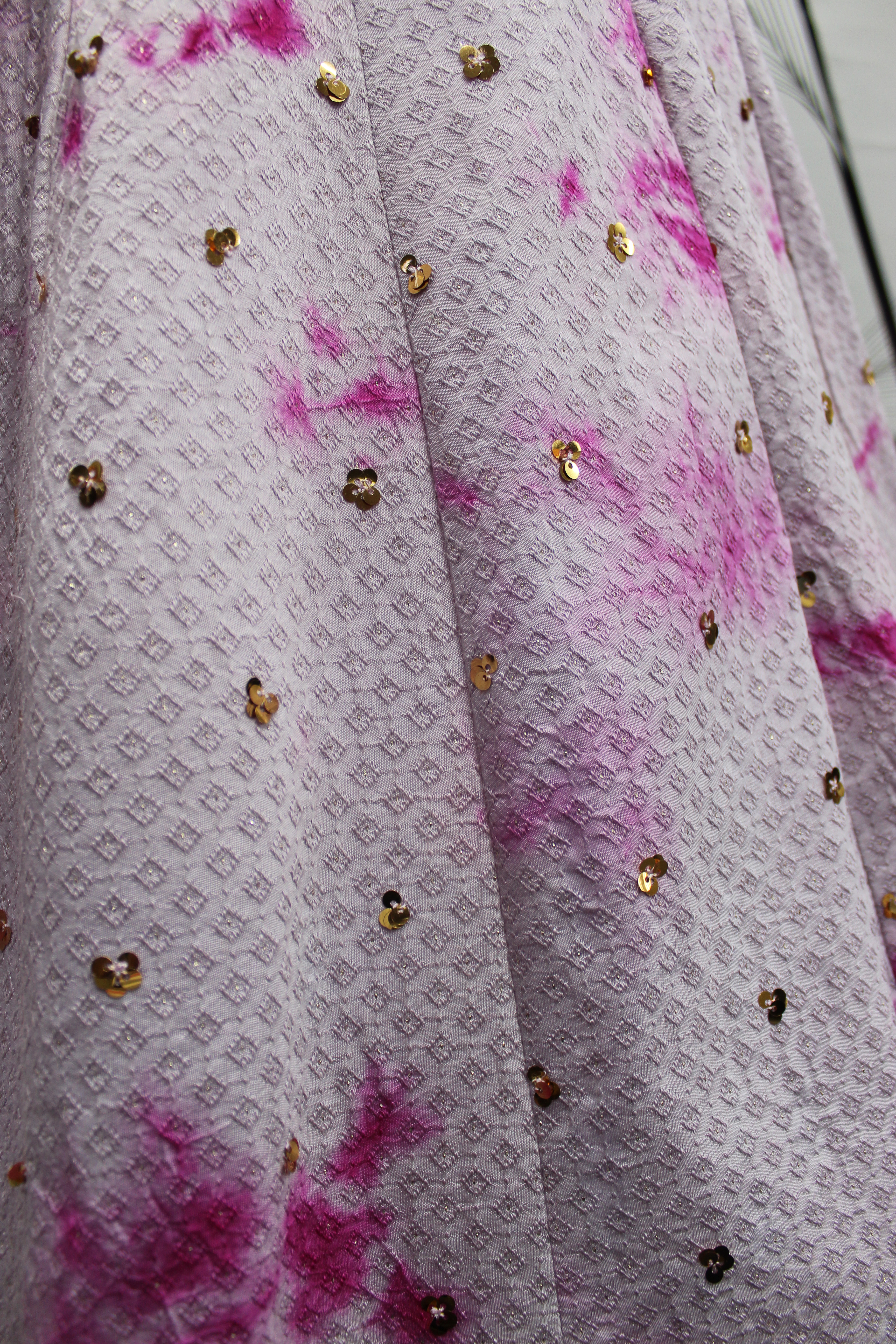 NEW EXCLUSIVE COTTON SHIBORI PRINT WITH EMBROIDERED ANARKALI GOWN PURPLE COLOR